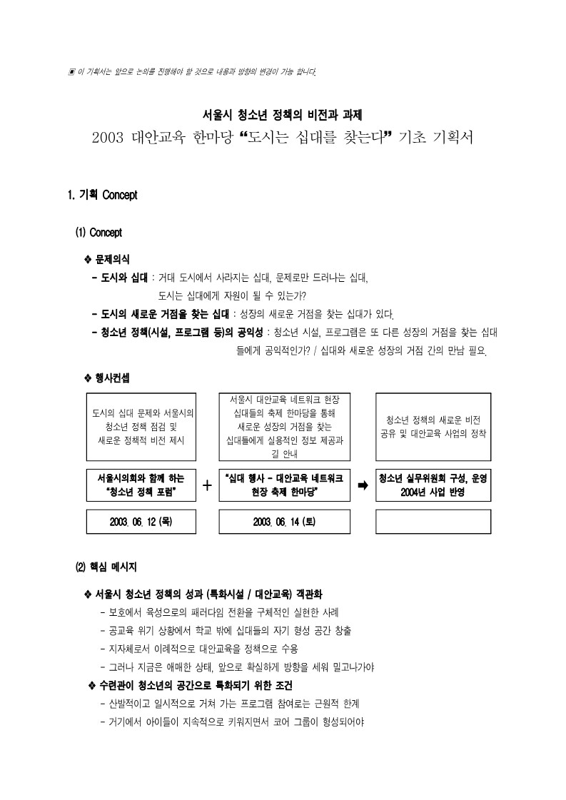 2003 대안교육한마당 모임자료(기초기획서)