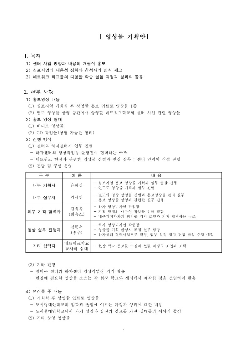 2004년 제4회 심포지엄 영상물 기획안