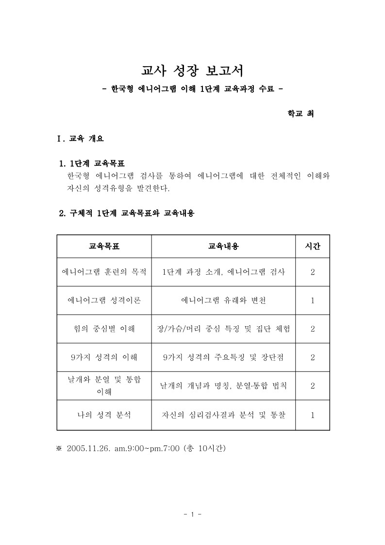 2006년 교사 자기계발 결과보고서 (최OO)