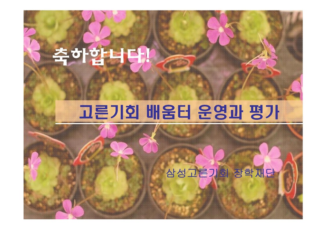 2007년 삼성 고른기회 장학재단 배움터 운영 및 평가