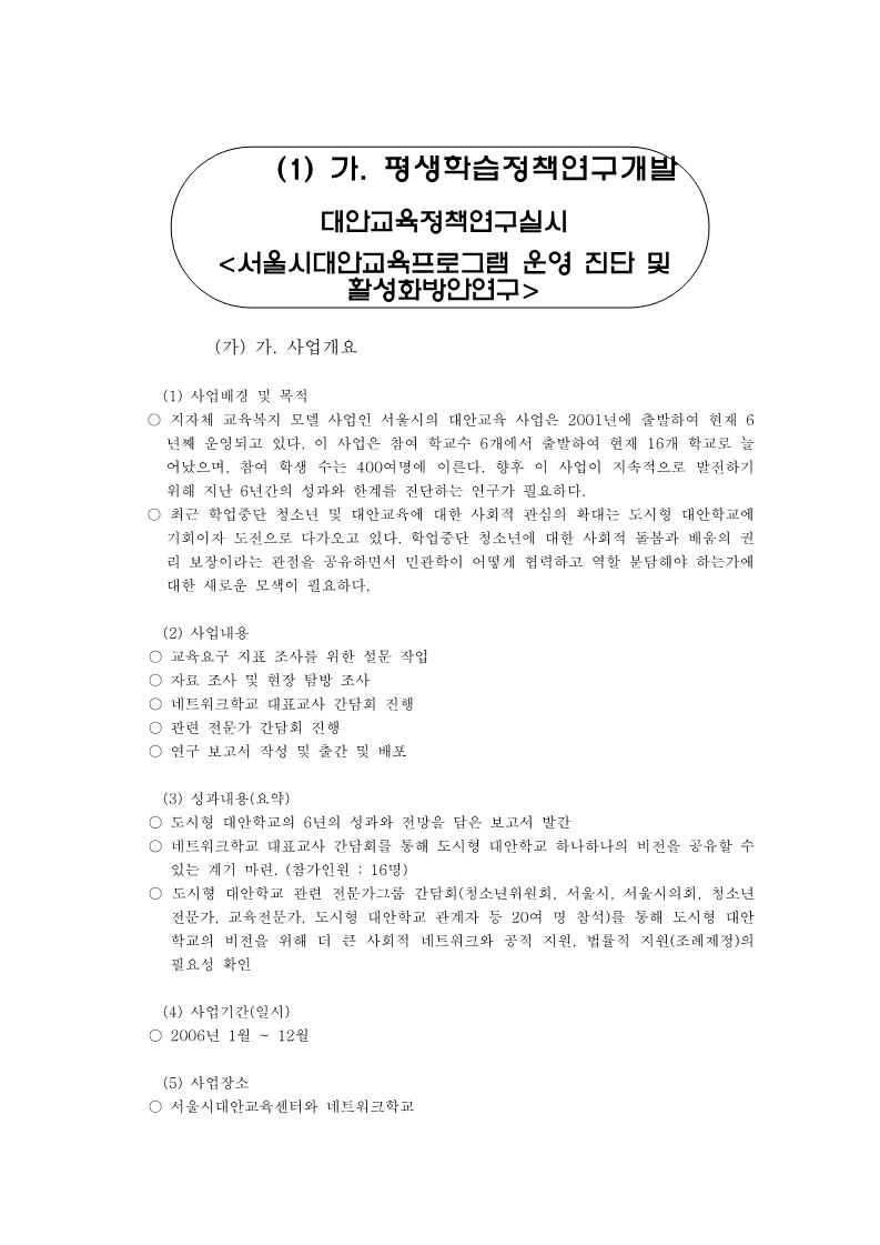 서울시대안교육센터 주요사업 성과 및 평가, 도시형 대안학교 컨설팅