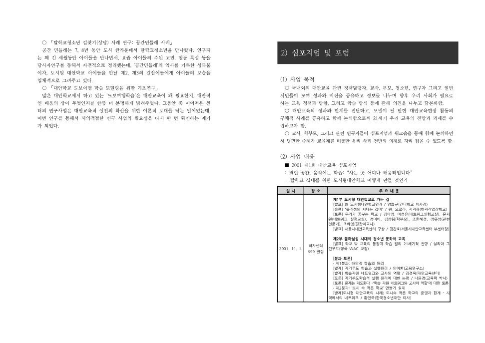 서울시대안교육센터 주요사업 성과 및 평가, 심포지엄 및 포럼